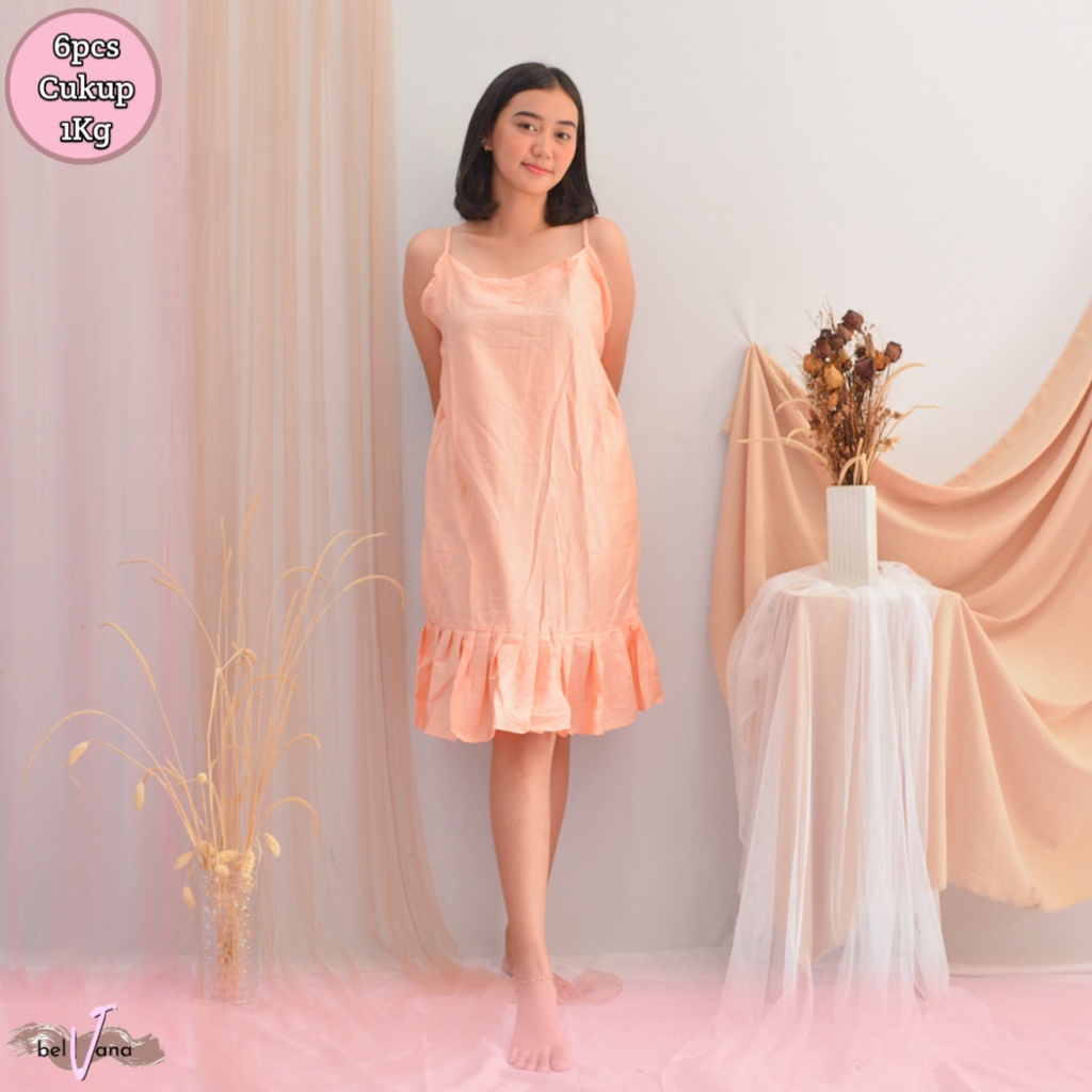 Daster Viral Ruffle Gandul Tali Bali | Daster Yukensi Tanpa Lengan Rayon-[GTM] C