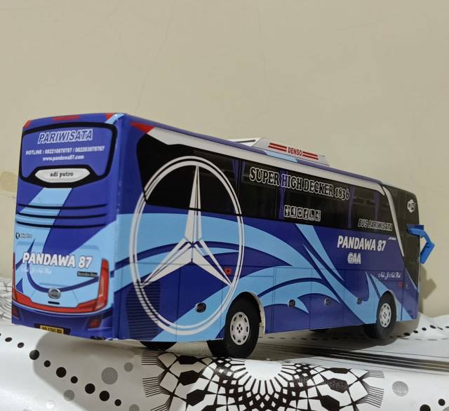 Miniatur Bus bis / mainan bus bis Pandawa 87 Jetbus SHD Biru