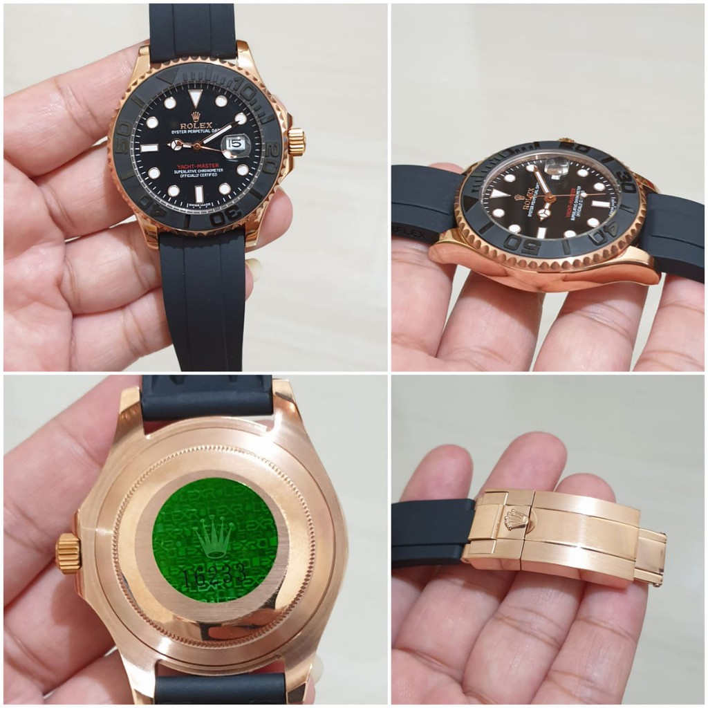 Jual Jam Tangan Pria Rolex Deepsea Automatic Body Rosegold Rubber Strap