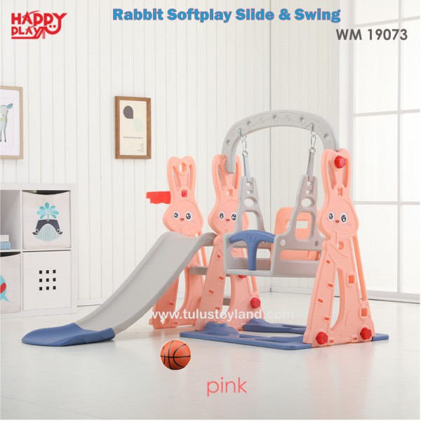 Happy Play Rabbit Softplay Slide Swing Basket WM 19072 19073 Mainan Perosotan Ayunan Kelinci Murah