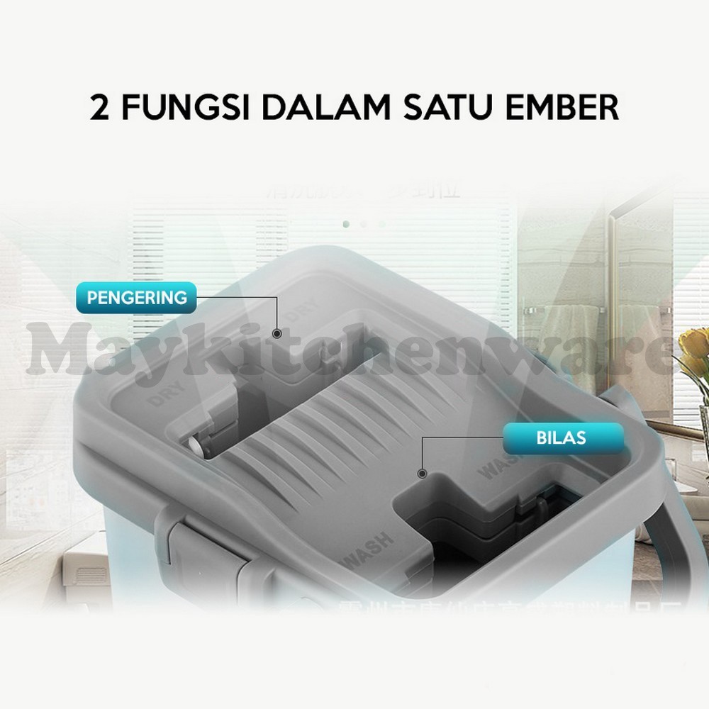 May Mop Deluxe Alat Pel Pembersih Lantai Kotak Ember Praktis Tebal Tongkat Ultra Magic Super Maxima