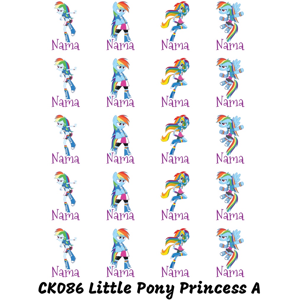 

Sticker Nama Cutting Label Waterproof Tahan Air Little Pony A (CK086)