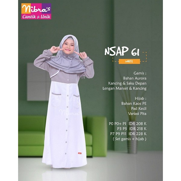 GAMIS ANAK NSA 061 NIBRAS GAMIS PUTIH MURAH
