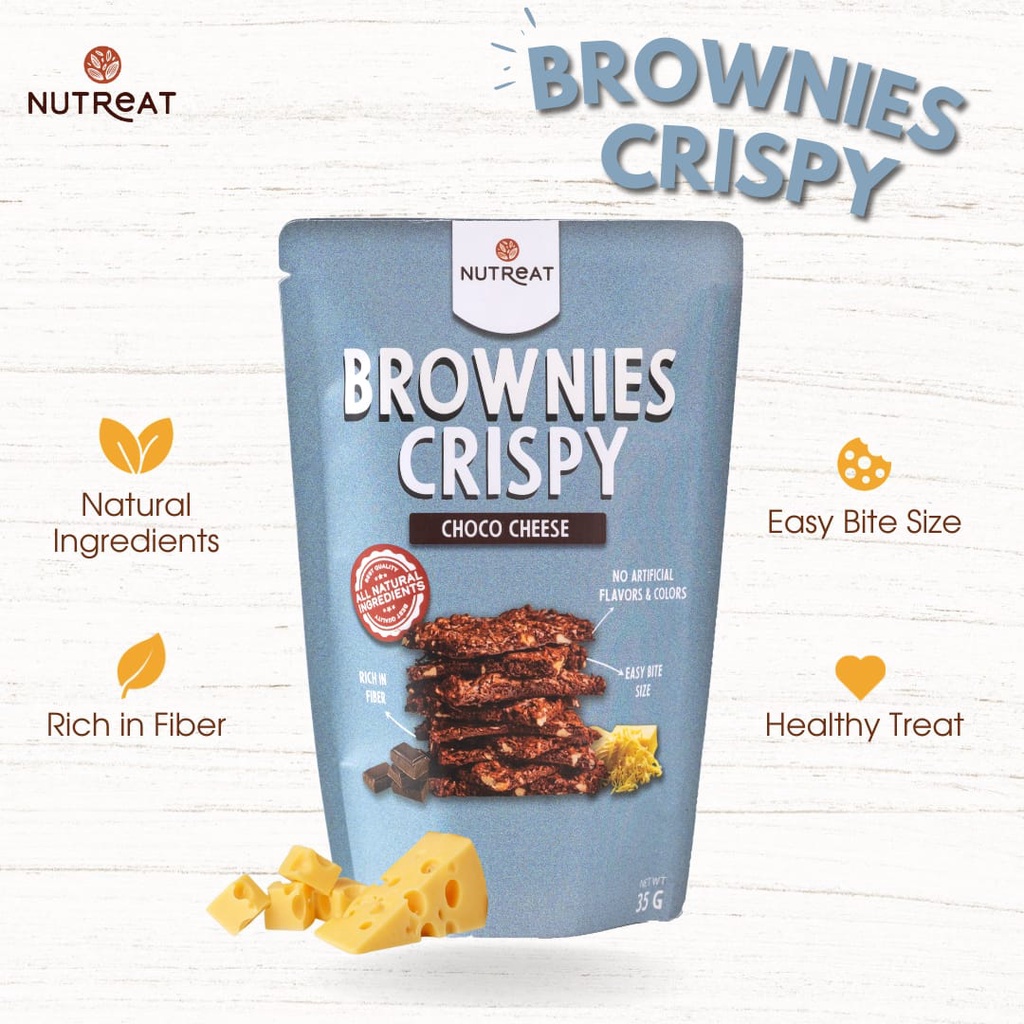 NUTREAT Brownies Crispy 35g - Choco Cheese / Choco Almond - Healthy Snack