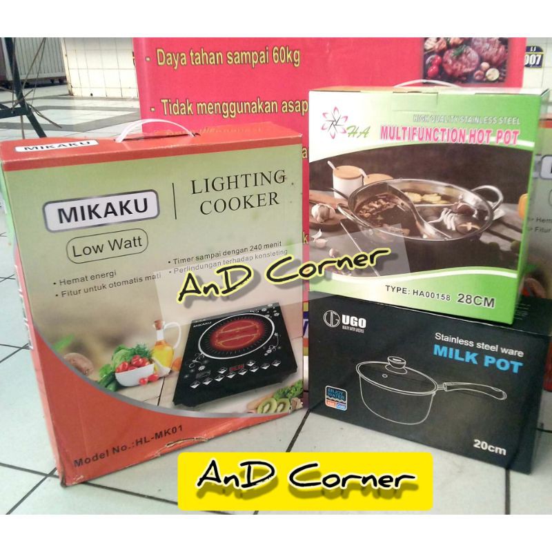 Kompor Listrik Mikaku Low Watt + Hot Pot + Milk Pot