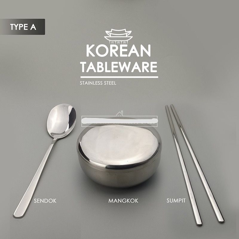 Korea Set Mangkok Nasi, Sendok dan Sumpit Korea / Korean Set Murah