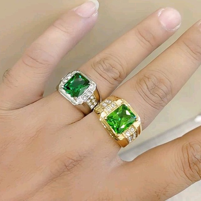 Cincin Batu Aquamarine Ring Titanium Anti karat selamanya