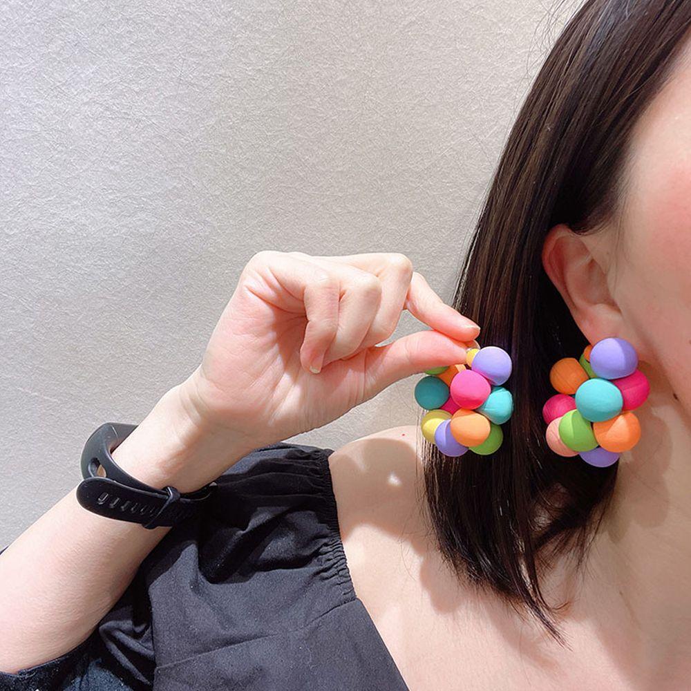 R-bunga Anting Pesta Lucu Mewah Fashion Warna Warni