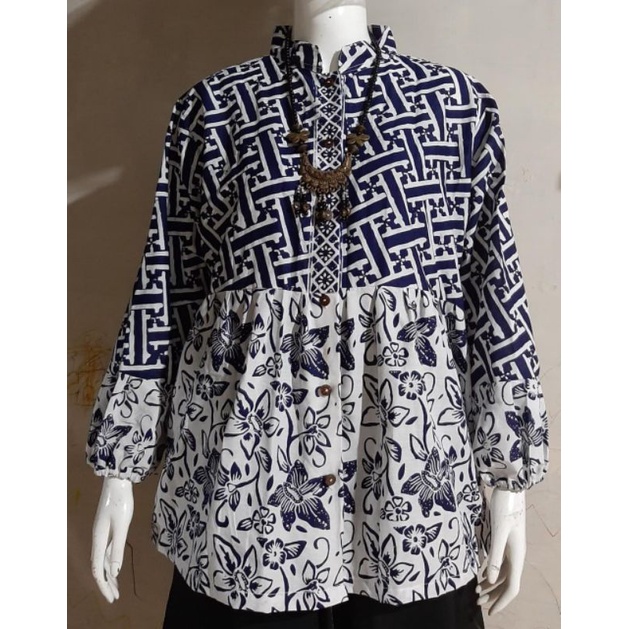 Blus kasmaran garutan kancing depan batik solo atasan kerja blus batik