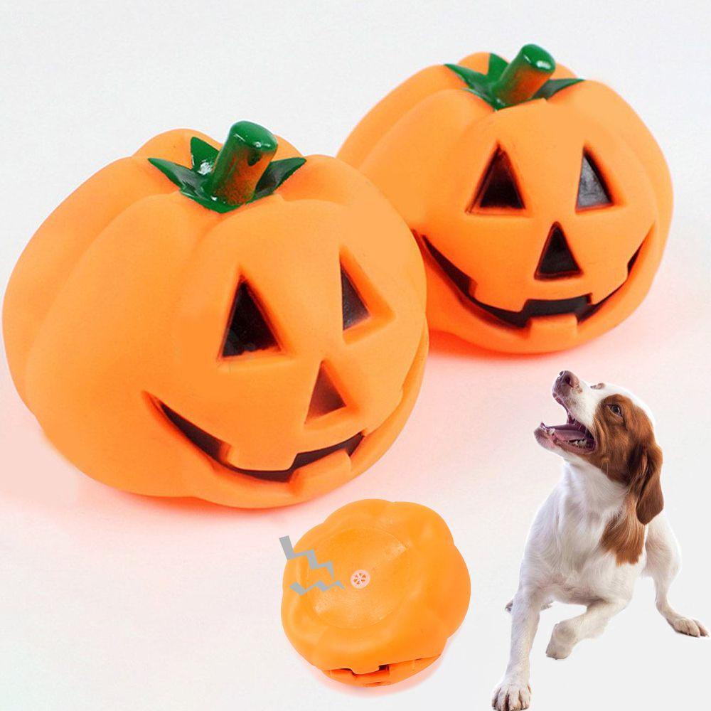 Solighter Pumpkin Puppy Mencicit Tahan Lama Produk Puppy Mainan Anjing Halloween Mainan Kunyah