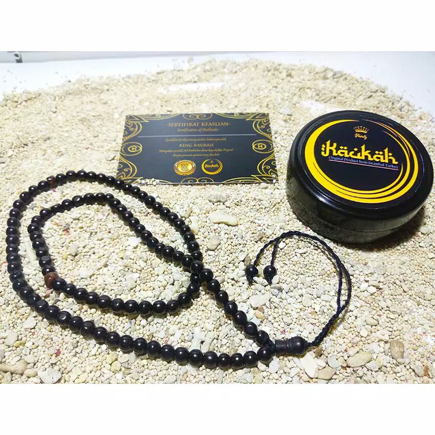 Kalung Tasbih 99 Kesehatan Kayu Kokka BERSERTIFIKAT Bulat 99 Uk 5mm Kaukah Kaoka Bonus Gelang Kokka