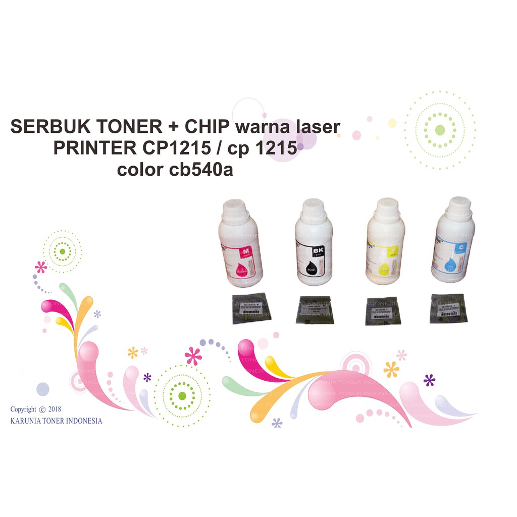 SERBUK TONER + CHIP HP COLOR CP 1025 / CP 1215 / cp 1215 color cb540a / M175/176