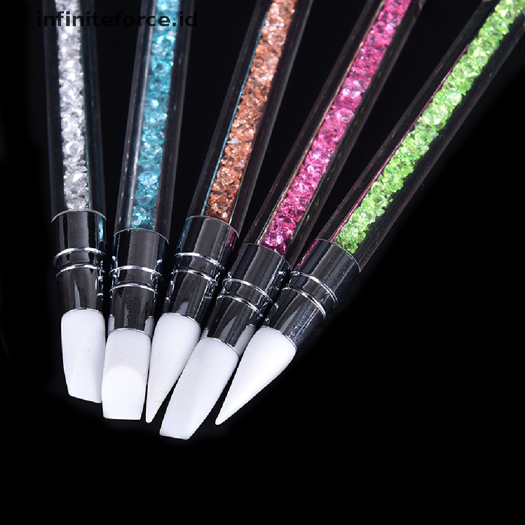 1pc Pen Brush Dotting 2 Sisi Bahan Silikon Untuk Nail Art