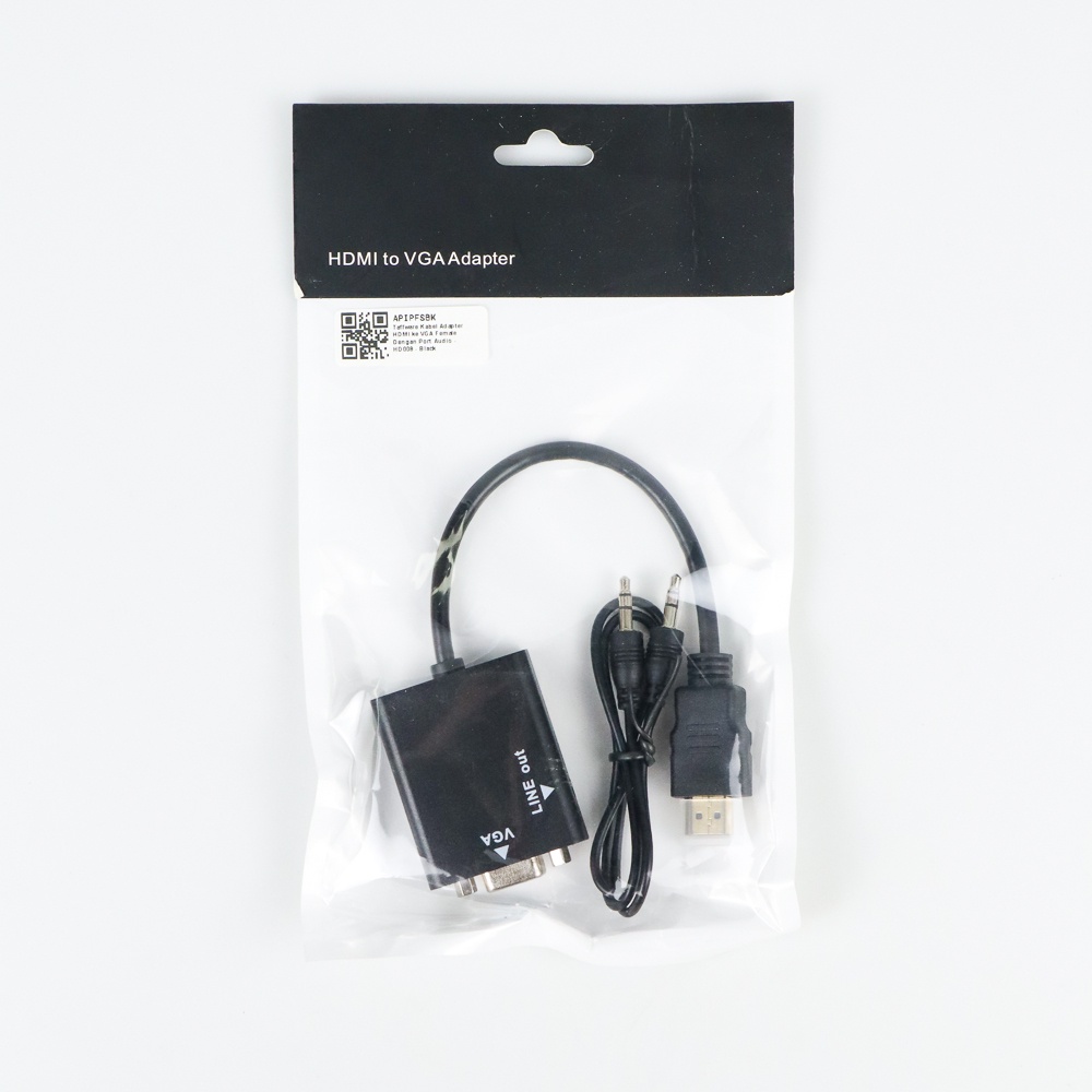 Taffware Kabel Adapter HDMI ke VGA Female Dengan Port Audio - HD008 - Black