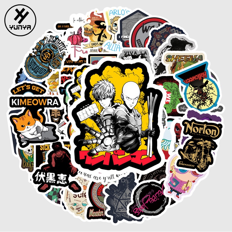 Zhang Eropa dan Amerika retro kartun graffiti stiker bagasi laptop gitar PVC dekoratif stiker