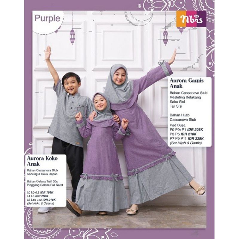 SARIMBIT NIBRAS TERBARU AURORA PURPLE//GAMIS ANAK//KOKO ANAK