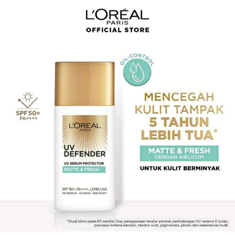 LOREAL UV Defender Matte &amp; Fresh / Bright &amp; Clear / Sunscreen 15ml /50ml