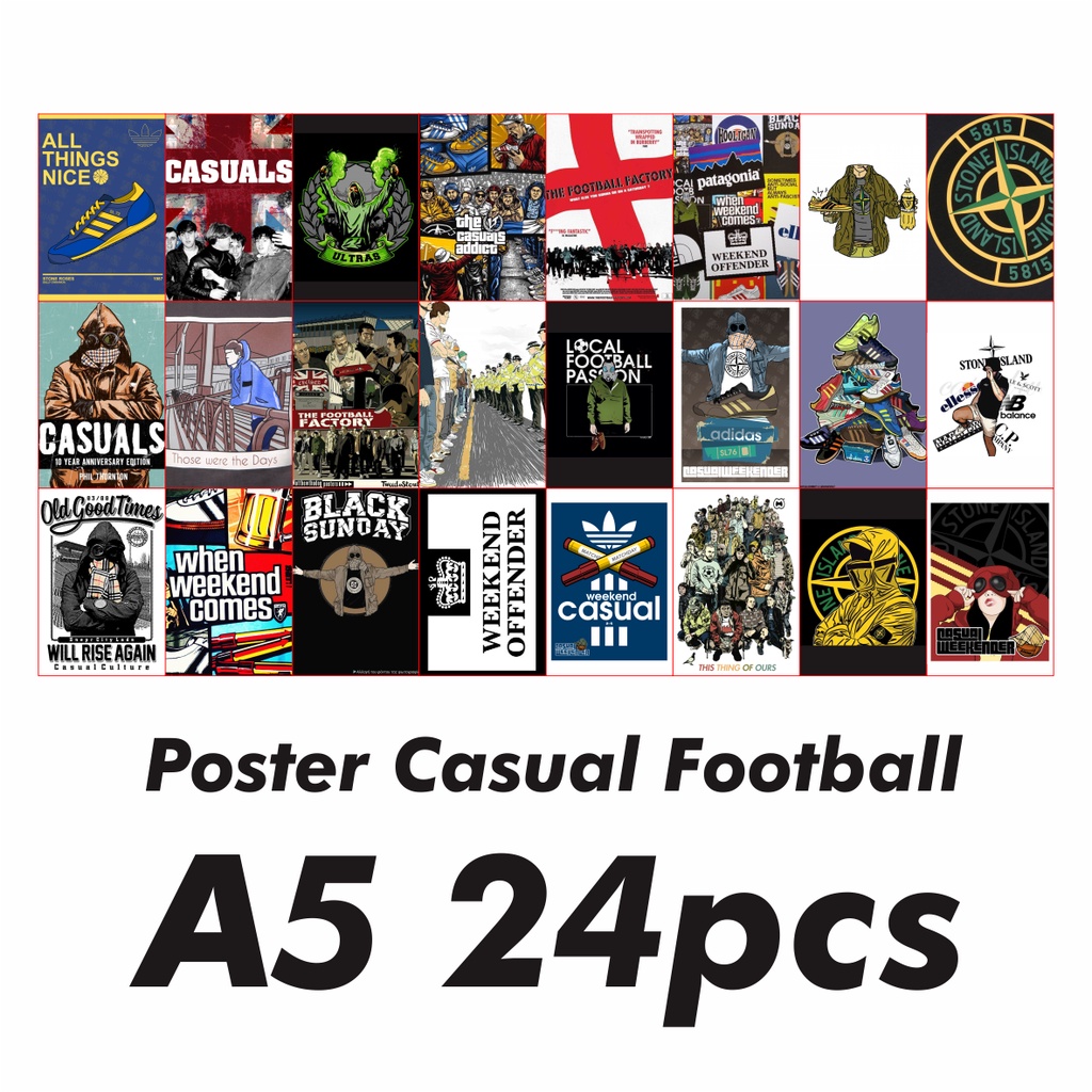 Poster Casual Football A5 24pcs Poster Aesthetic Poster Dinding Aesthetic Poster Kamar