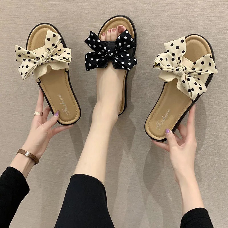 ChubbyGlory SD21130 Bisa COD Sendal sandal slip on santai sehari hari dirumah maupun diluar rumah casual Pita dengan motif polkadot temurah dan best seller ringan lentur berbahan jelly cocok untuk anak 10 tahun sd dewasa Size 36-40