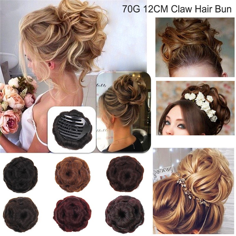 Ss 70g 6 Color Claw Clip In Hair Bun Wave Curly Hair Piece Chignon