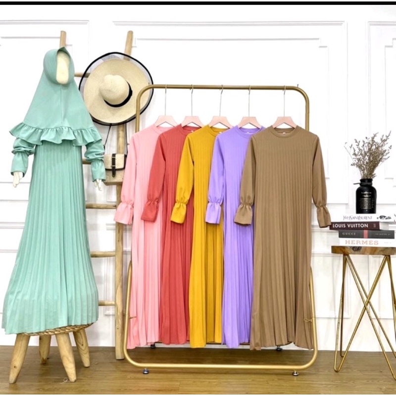 Gamis Plisket + Hijab//ENthree Collection