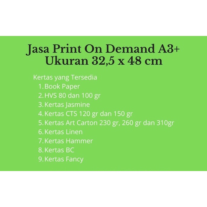 

Cetak Hitam Putih Kertas HVS 100 gr Ukuran 32,5 cm x 48 cm