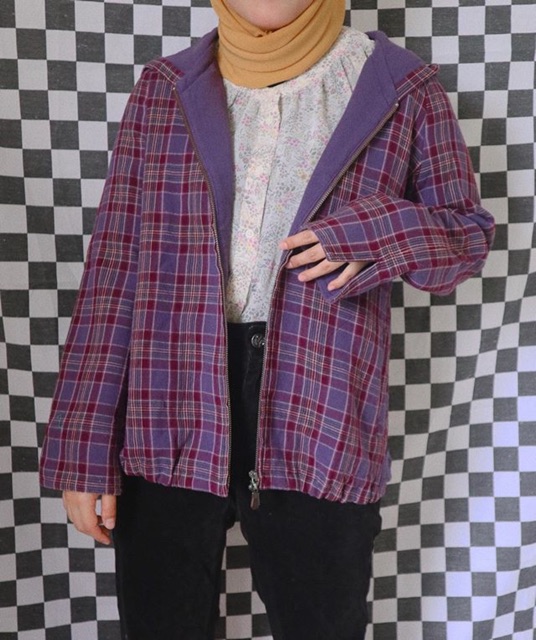 Jaket Vintage Bolak-Balik Ungu