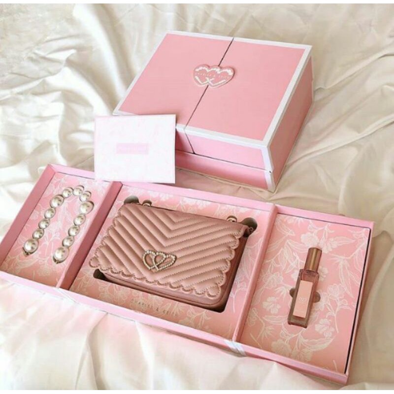 Tas Siap Kirim ck Bag (charles & keith) Gift set + Parfum Black & Pink sameday instant khusus pink