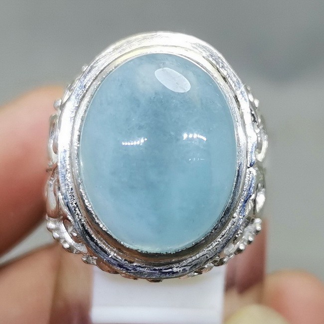 batu akik  natural aquamarine ring perak