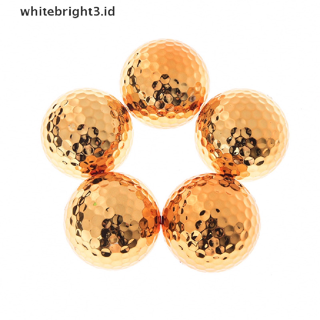 (whitebright3.id) 1pc Bola golf Warna Emas