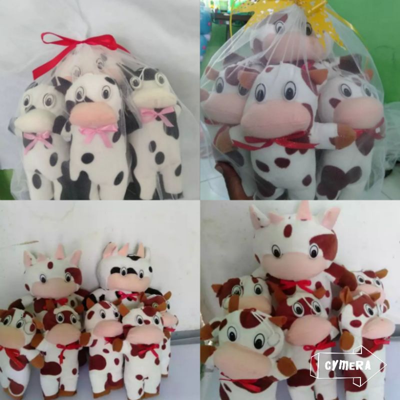 boneka sapi beranak 5,boneka induk 2,boneka sapi,mainan anak,sapi