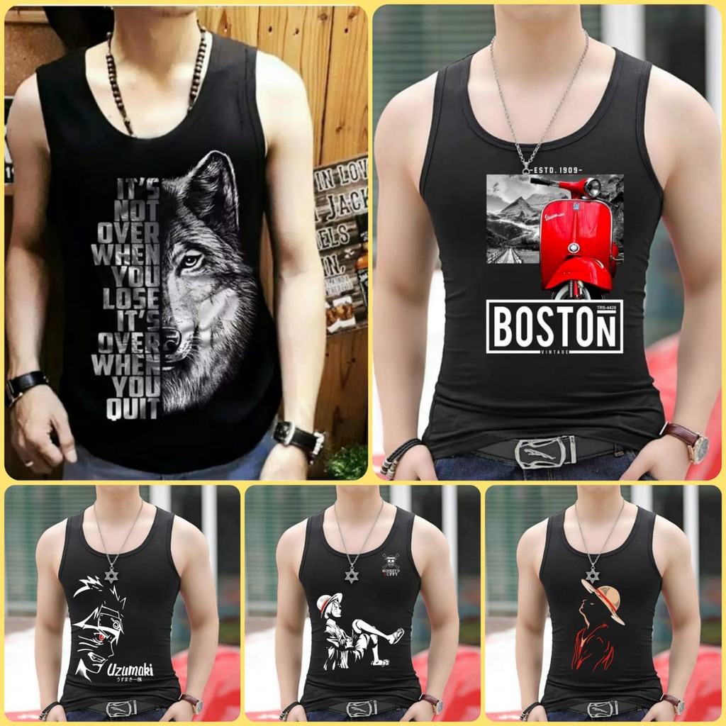 DS - SINGLET MOTIF / kaos cowok / kaos singlet / kaos dalem