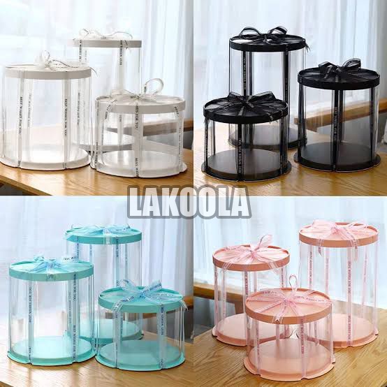 

23x23 cm Bulat Kotak Kue Mika Transparan Tinggi dus Cake Box Transparan
