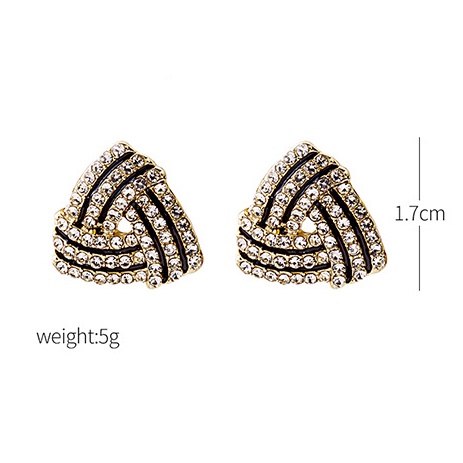 Anting stud 925 silver needle Bentuk Segitiga Geometris Aksen Berlian