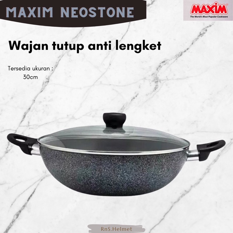 Wajan maxim neostone/wajan teflon anti lengket+tutup/wajan maxim tutup kaca