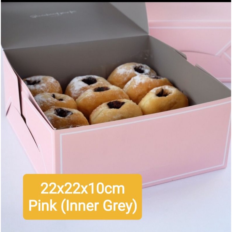 Kotak Polos Dus Box Korean Style Kue 22x22x10cm Lapis Legit Cake Ultah Birthday Donut Pudding Pink G