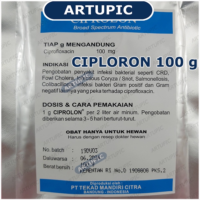 Ciprolon 100 gr Obat CRD Ayam Koli Coli Snot Salmonela Fowl Kolera Cholera