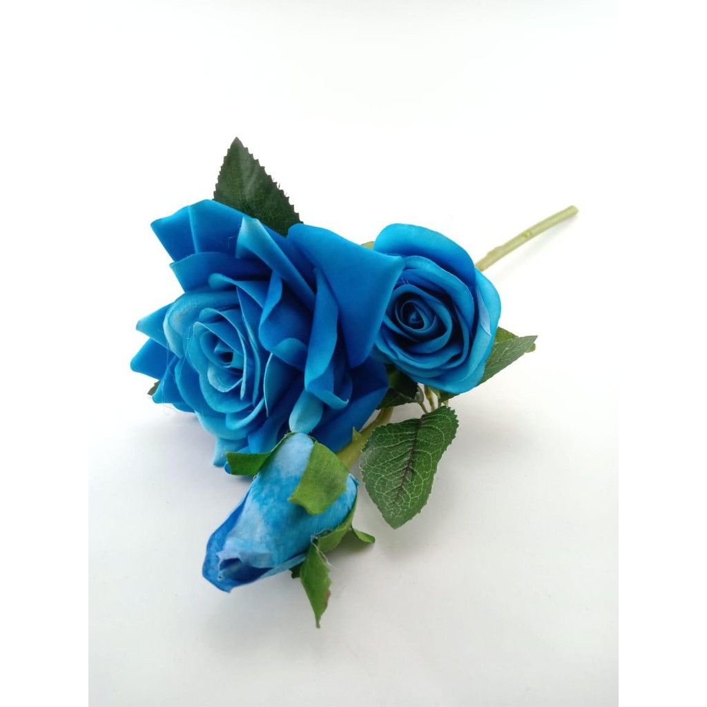 COD BUNGA MAWAR  BUNGA TANGKAI PLASTIK BUNGA ARTIFISIAL BUNGA PAJANGAN IMITASI  BUNGA HIASAN BT9034-BIRU