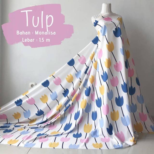 KODE TULP Motif Bunga Tulip Bahan Monalisa - Toko Bahan Gamis dan Kain Meteran (Harga 0,5 m)