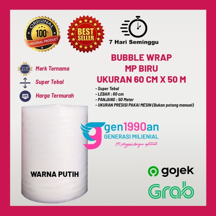 

Plastik Bubble Wrap 50mx60 cm sgt Tebal Mulia Pack Biru Tomang JakBar - Putih