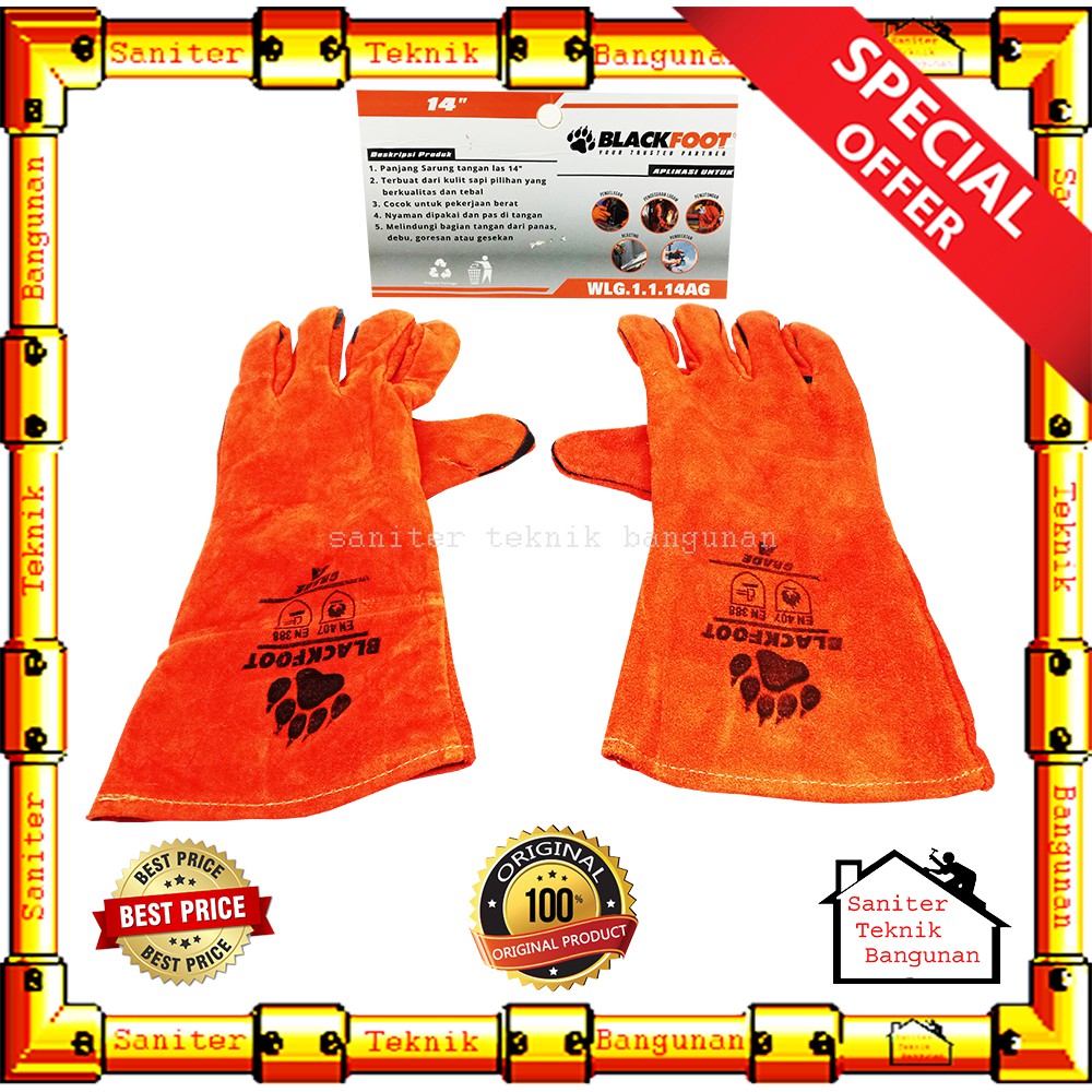 Sarung Tangan Las Kulit Grade A Blackfoot / Welding Gloves 16&quot; Inch