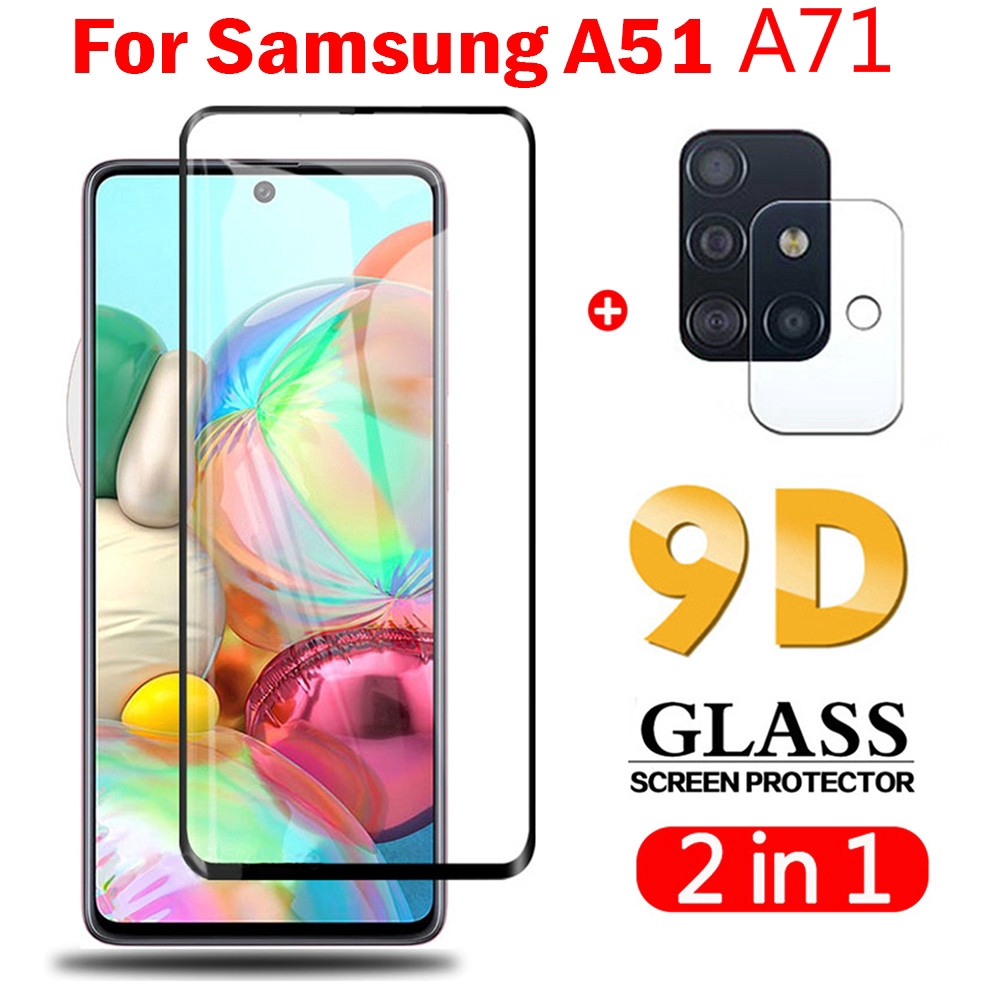 Tempered Glass 2 In 1 Full Coverage Untuk Lensa Kamera Samsung Galaxy A51 A71+Pelindung Layar