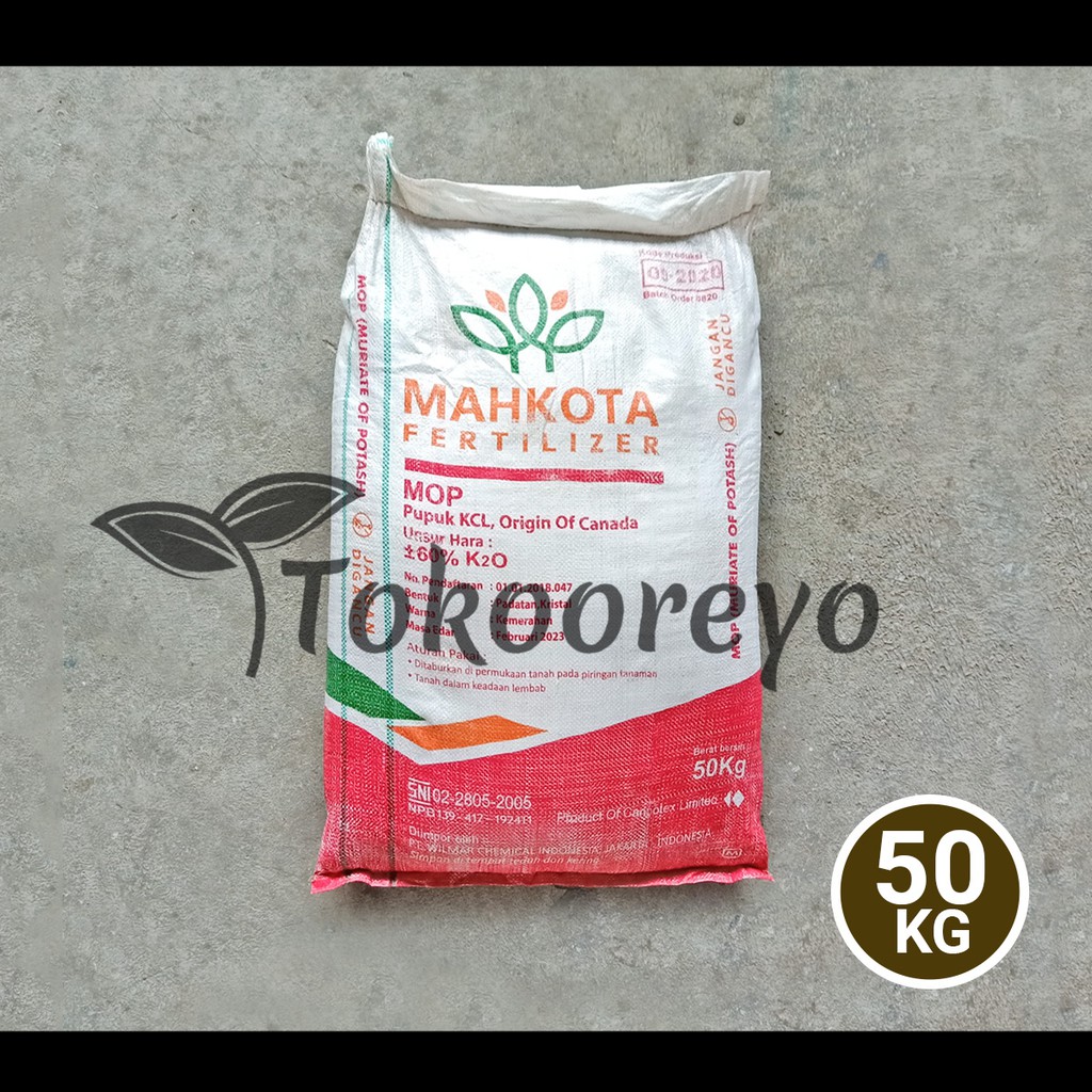 PUPUK MAHKOTA KCL MOP 50 KG KEMASAN PABRIK VIA CARGO