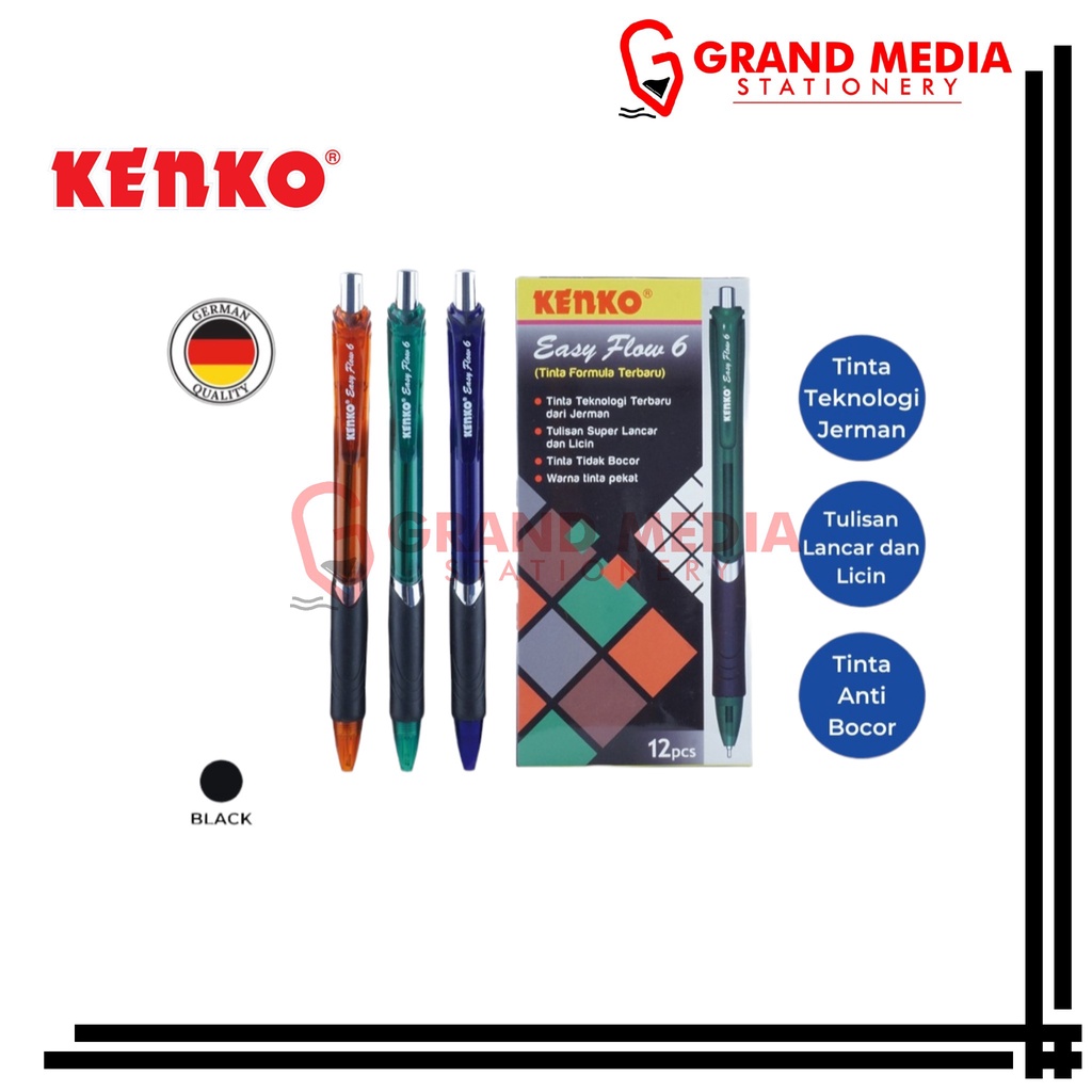 

[GRAND MEDIA] BALLPOINT / PENA / PULPEN GEL KENKO EASY FLOW 6 0.5 / 1PCS