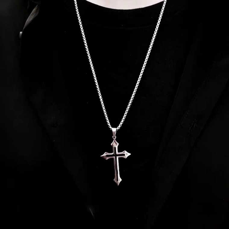 19082Harajuku style street personality cross necklace wild pendant