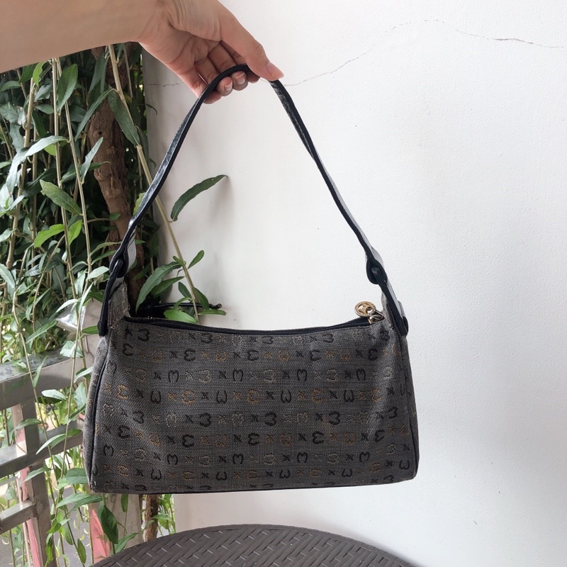 PRELOVED Tas Brand Metrocity Italy Shoulder Bag | Canvas | Genuine Leather