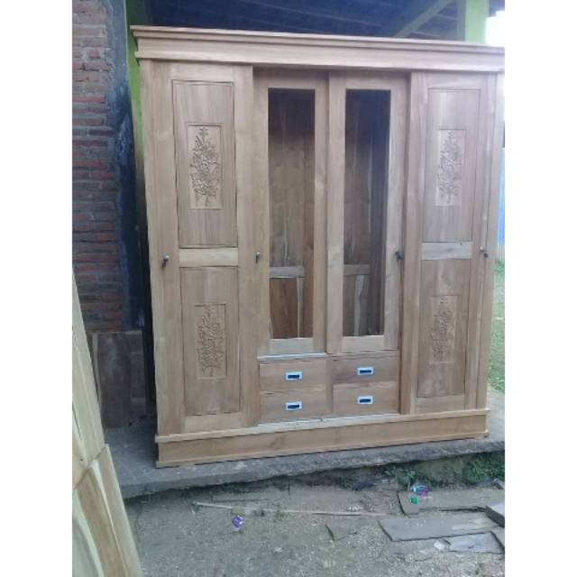 Lemari Pakaian Almari Baju Kayu Jati MENTAH Jujur Barokah Furniture Jepara