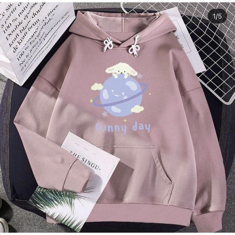 Hoodie Sweater Oversize Pakaian Pria dan Wanita Korea style  HAPPY PLANET SHYNISTARS fjcs3747