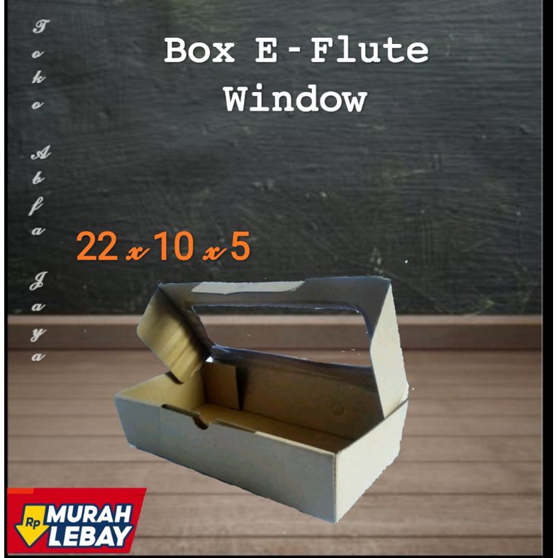 

(Box murah) Box 22 x 10 x 5 E Flute coklat window .cocok untuk packing snack kue roti souvenir dll