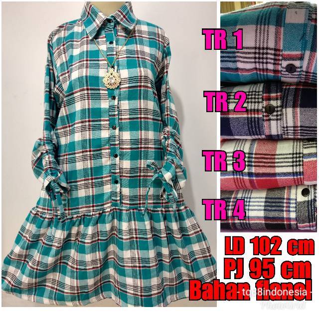 Tunik flanel Rempel Lengan Serut